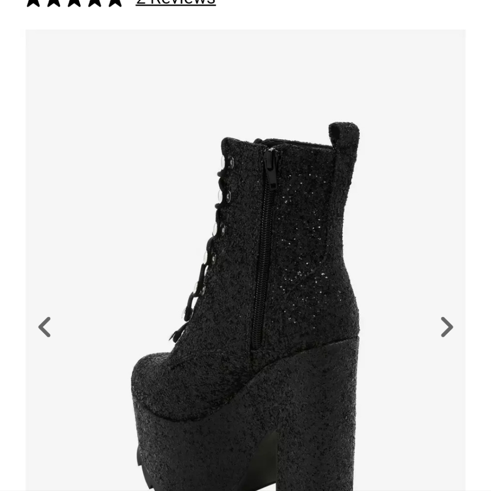 Night Terror By YRU Black Glitter Platform Boots